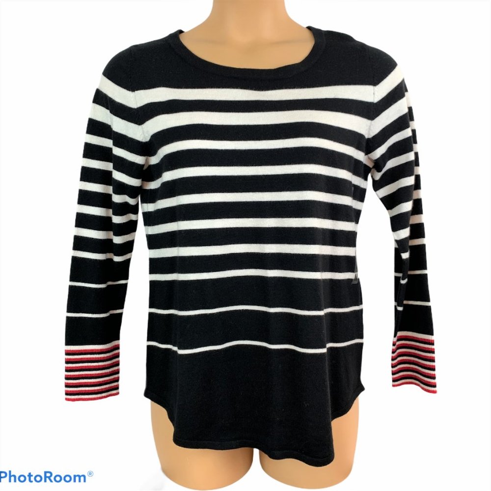 ISELA Womens Medium Black Beauty Striped Sweater